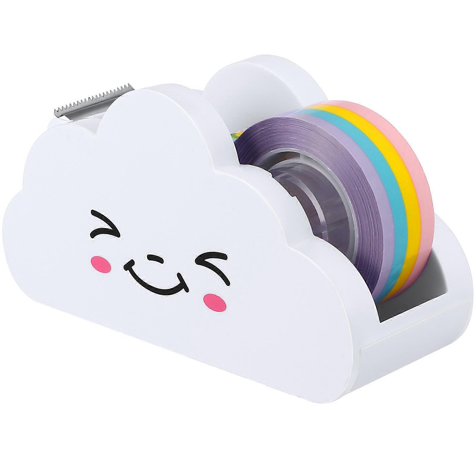 Cartoon-wolken-klebebandabroller Mit Regenbogenklebeband, Schul- Und Bürobedarf-11.3x6.1cm-white