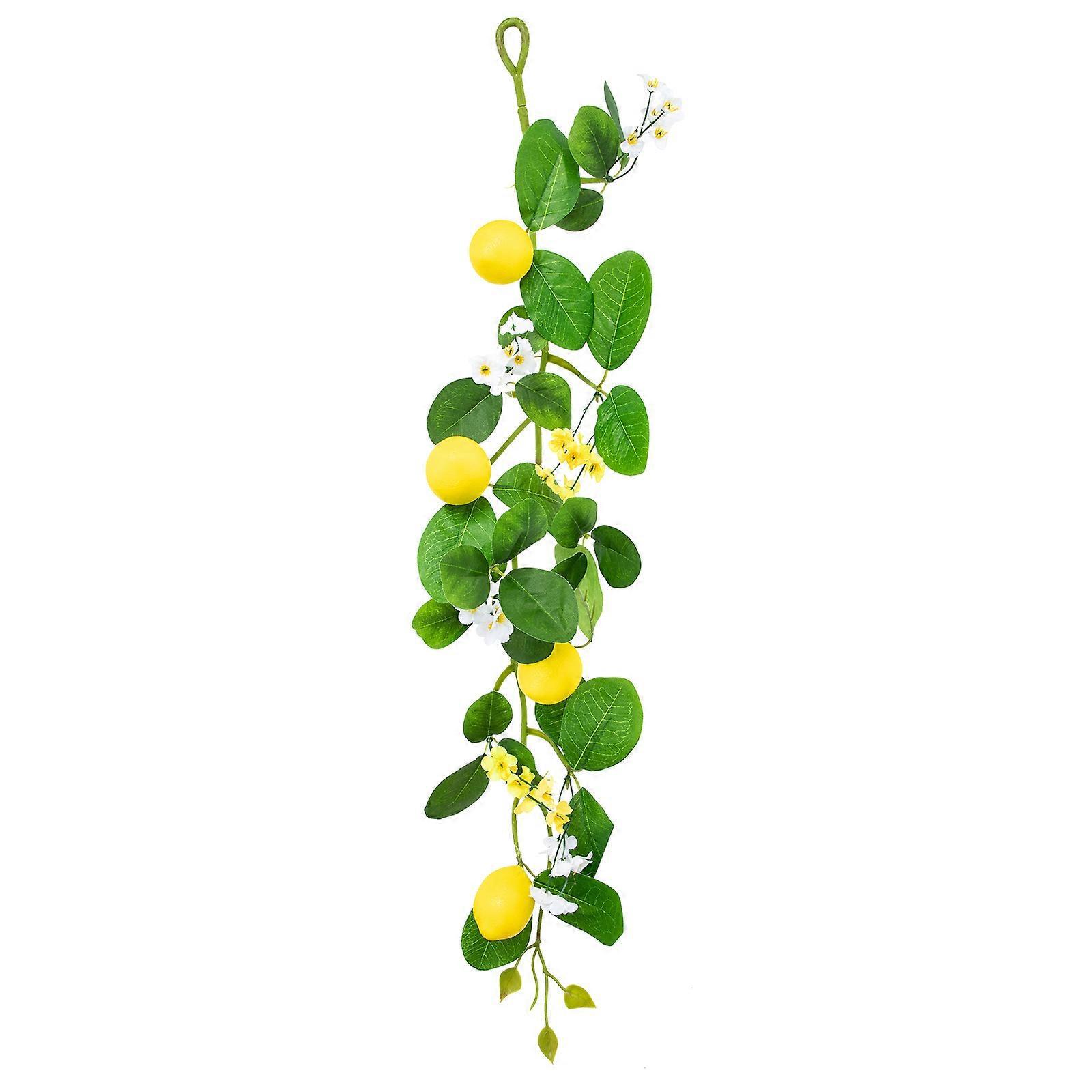 Hängende Rattanblumengirlande, Zitronen-rattan-dekoration, Rattan Für Die Heimdekoration-70x20cm-yellow