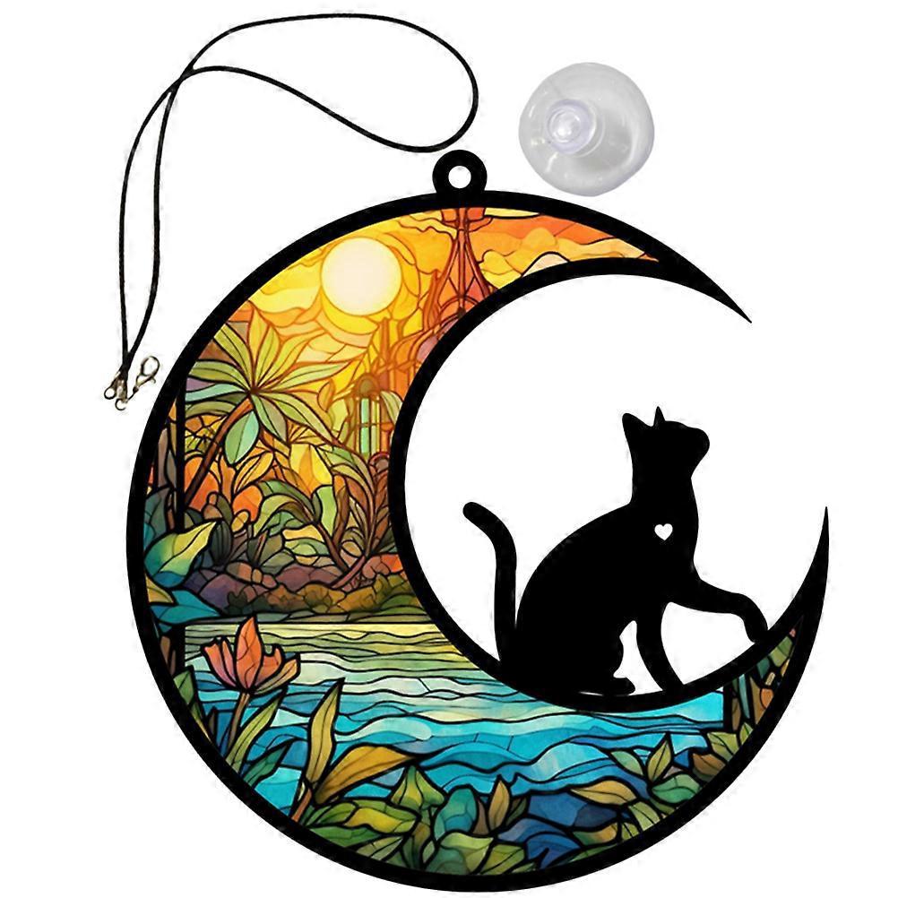 Katzen-mond-fensteranhänger Aus Acryl Für Zuhause Und Garten-12.70x12.00x0.20cm