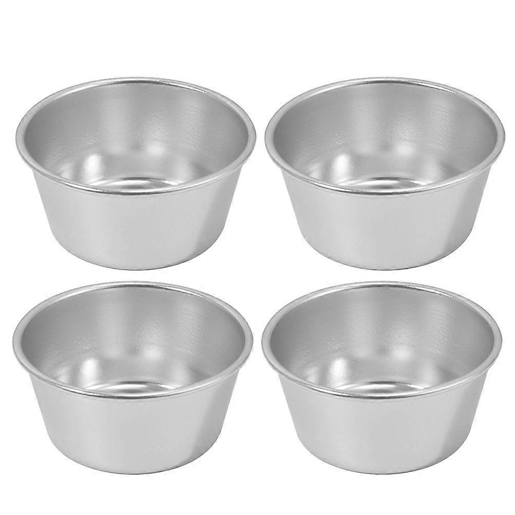 4er-set Haushalts-puddingförmchen, Multifunktionale Muffinförmchen, Praktische Backformen, Backzubehör-6.70x6.70x3.20cm-silver