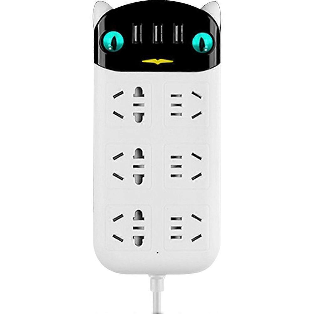 Usb-ladesteckdosenleiste Mit 6 Steckdosen, Überspannungsschutz, Verlängerungskabel Und Mehreren Steckdosen-18.70x8.80x2.80cm