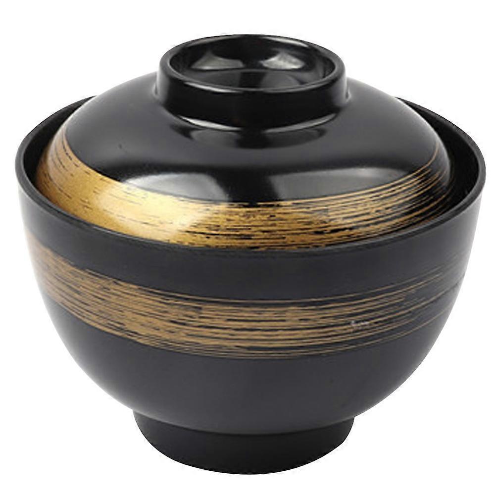 1 Set Traditioneller Japanischer Suppenschüsseln Mit Deckel Für Nudeln, Ramen Und Reis-11.00x9.00x9.00cm-black