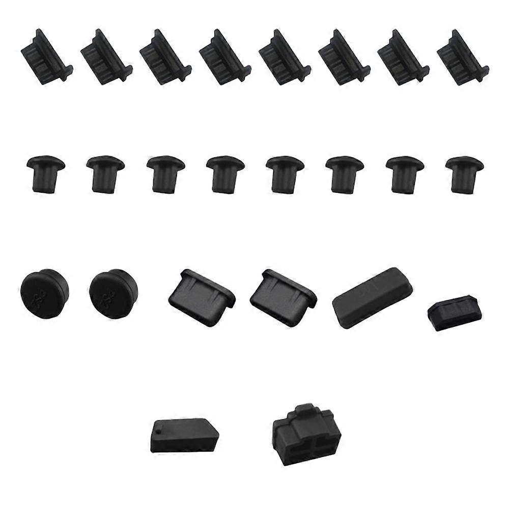 24 Stück Anti-staub-stopfen Aus Silikon Für Computer-motherboard-portabdeckungen-10x1x1cm-black