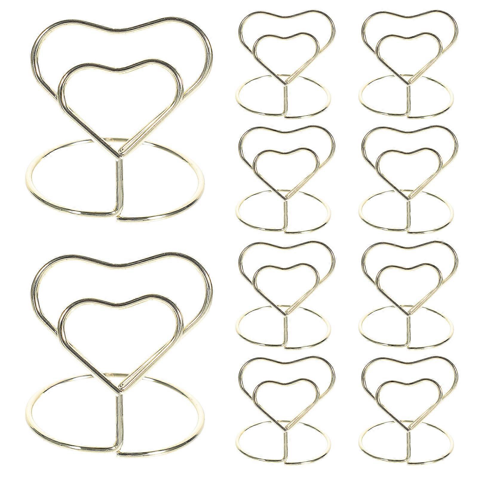10 Stück Herzförmige Tischkartenhalter, Hübsche Draht-tischnummernhalter Mit Sockel Für Restaurant, Hochzeit, Bankett (gold)-3.80x3.80x4.00cm-golden