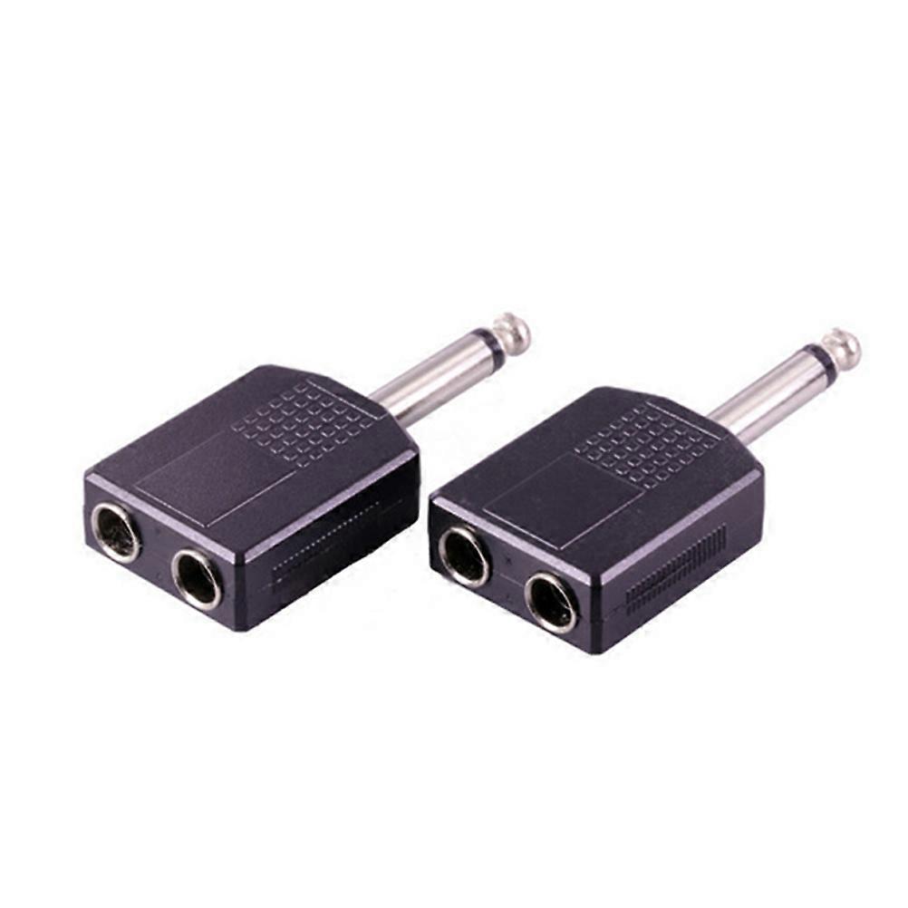 2 Stück 6,35-mm-doppel-mono-kopfhörer-mikrofon-y-splitter-konverter (stecker Auf Buchse) 6,35-mm-stereo-audio-klinkenstecker-adapter (wie Abgebildet)-6.88x2.91x1.26cm