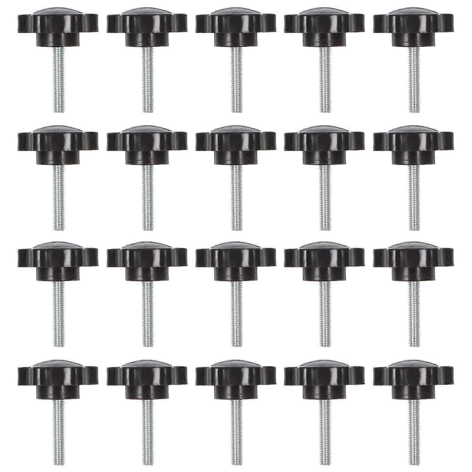 20 Stück T-schienenbolzen M6x30 Griff-klemmknopf Sternknopf Gewindezubehör-4.8x3.6x3.6cm-black
