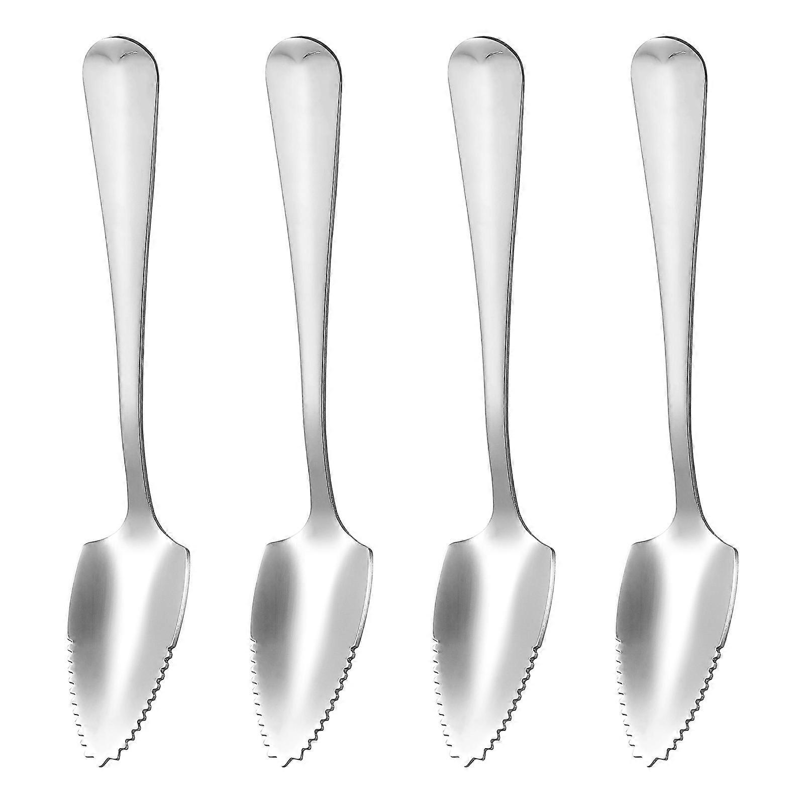 Bestonzon 4-teiliges Edelstahl-grapefruitlöffel-set Mit Gezackten Kanten, Geeignet Für Grapefruit, Wassermelone Und Andere Desserts-15.50x2.70x0.50cm
