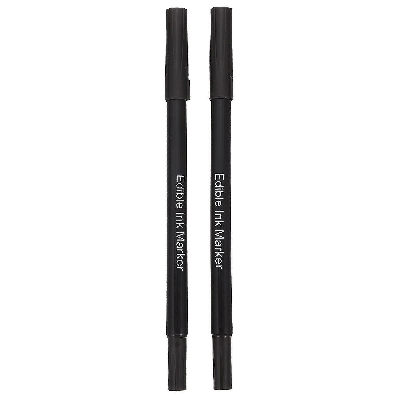 2 Stück Essbare Markierungsstifte, Backtintenstifte, Essbare Tintenmarker, Backmalstifte-19.00x1.00x1.00cm-black