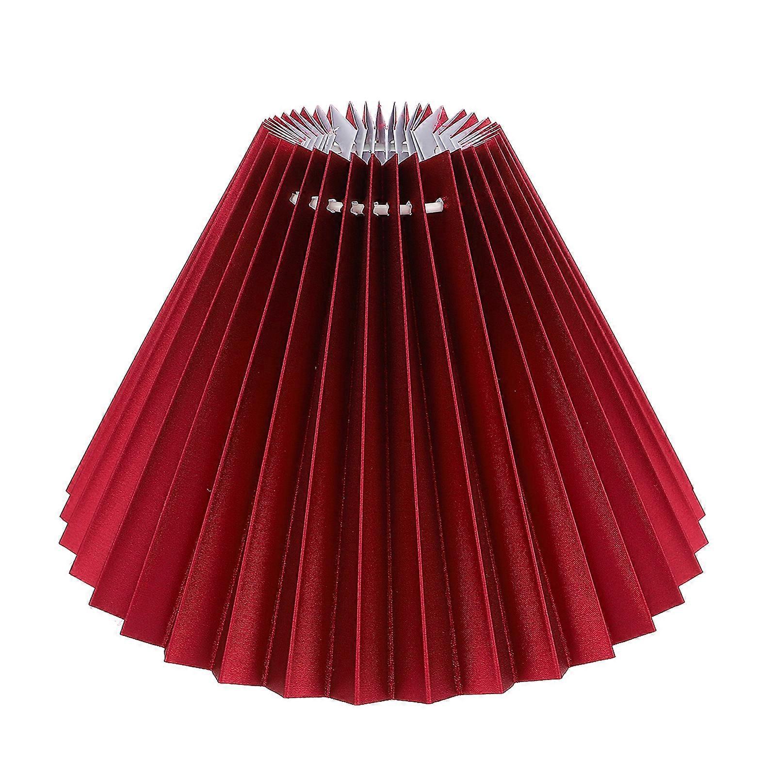 Stück Stofflampenschirm, Plissierter Lampenschirm, Tischlampenzubehör, Lampenschirm-24x24x14cm-red