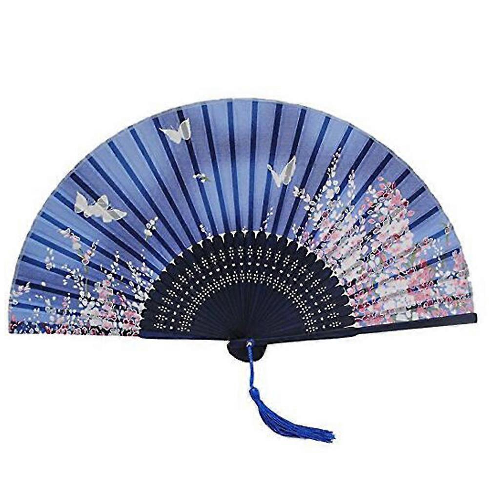 1 Stück Seidenfächer Im Japanischen Stil, Klassischer Bambus-faltfächer, Handlich, Für Damen Und Mädchen, Blumenmuster-3621cm