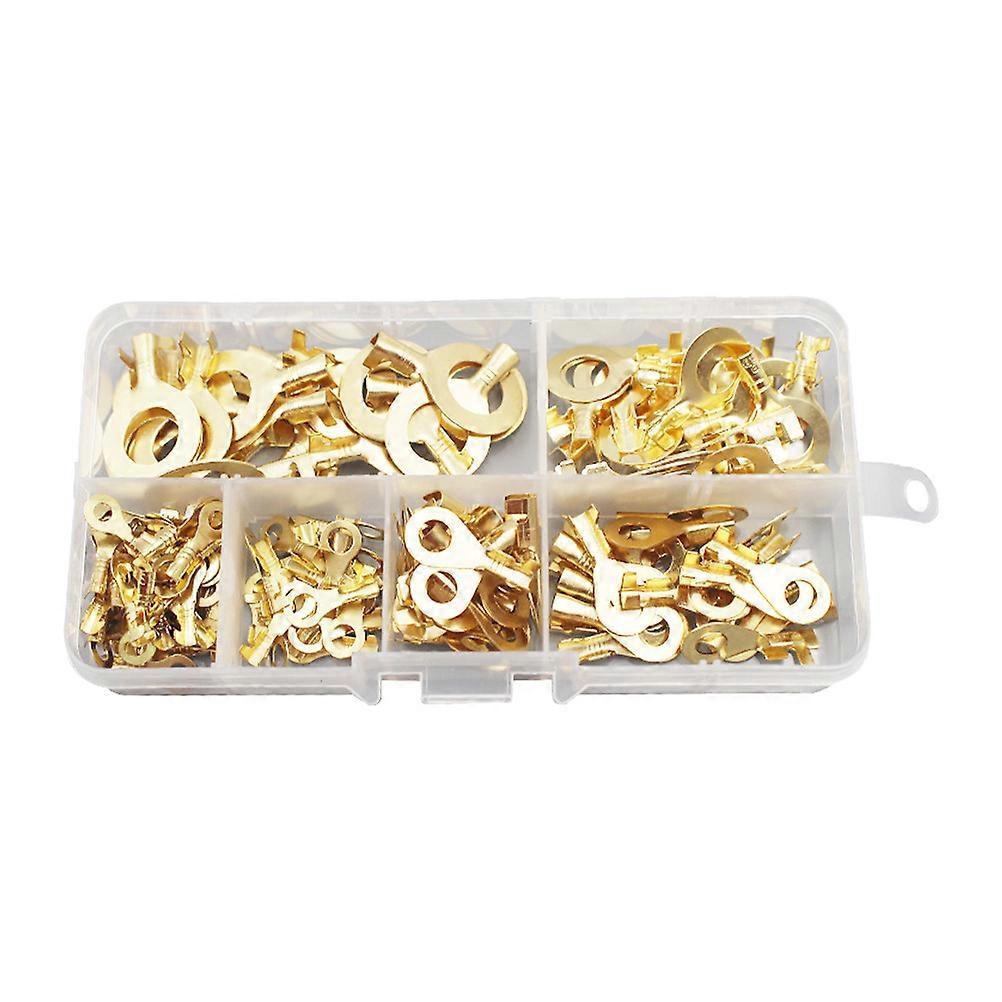 150 Stück Kfz-kupferringklemmen, Drahtcrimpung, Blanke Kabelverbinder, Kabelschuh-1.02x0.5cm-golden