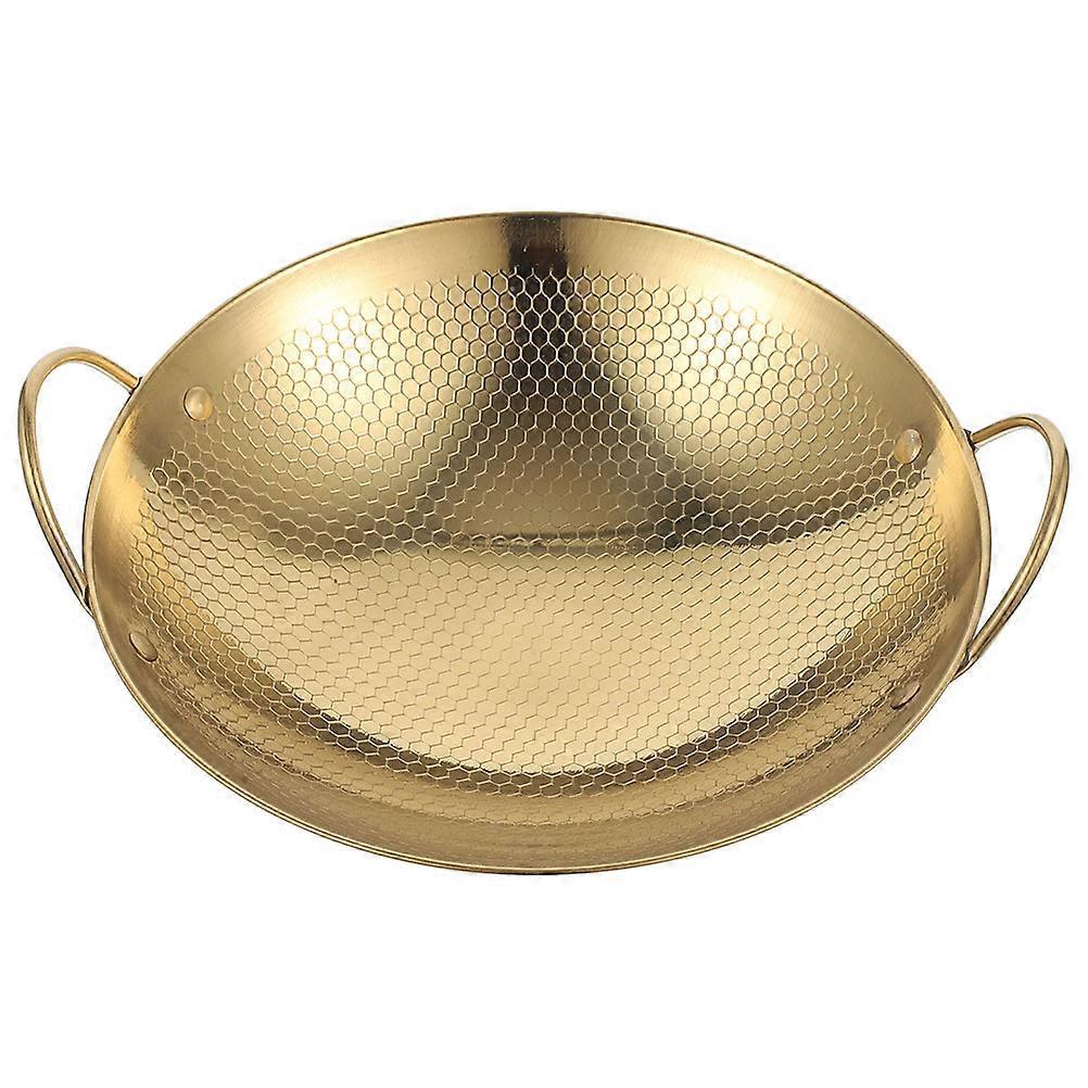 Wokpfanne Aus Edelstahl, Bratpfanne, Chinesische Kochpfanne, Wabenstruktur, Hot Pot-27.50x23.50x6.00cm-golden