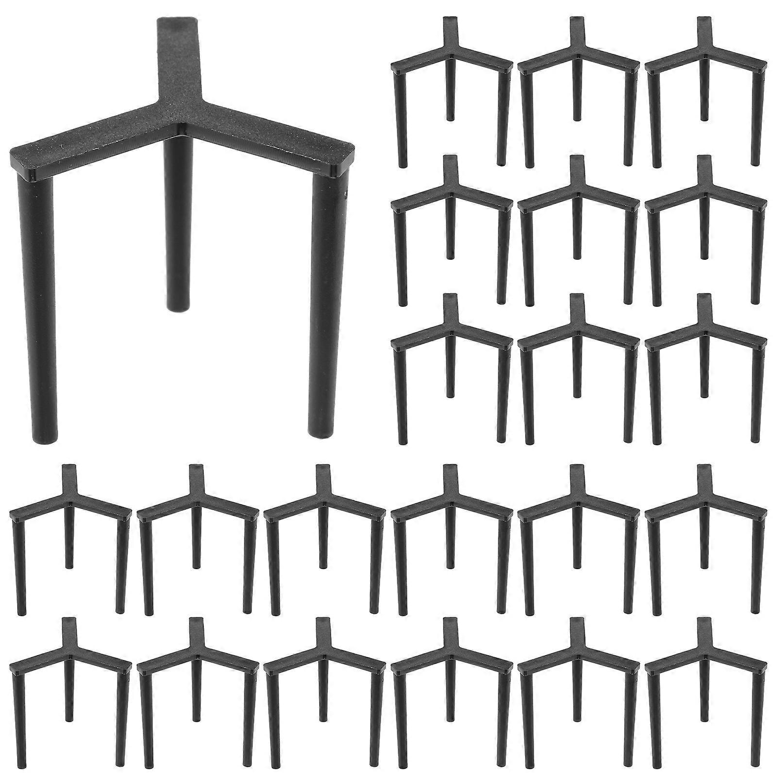 200 Wiederverwendbare Kunststoffständer, Pizzaständer, Dreibein-stapelständer, Pizzaschutz Für Takeaway-3.80x3.50x3.50cm-black
