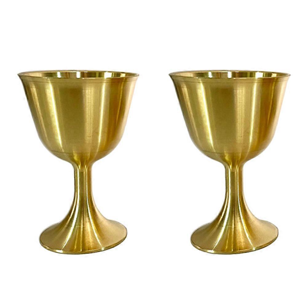 2er-set Kelchbecher Aus Messing, Dekorative Metallbecher Aus Kupfer, Luxuriöse Retro-tempelbecher-4.50x3.50x3.50cm-golden