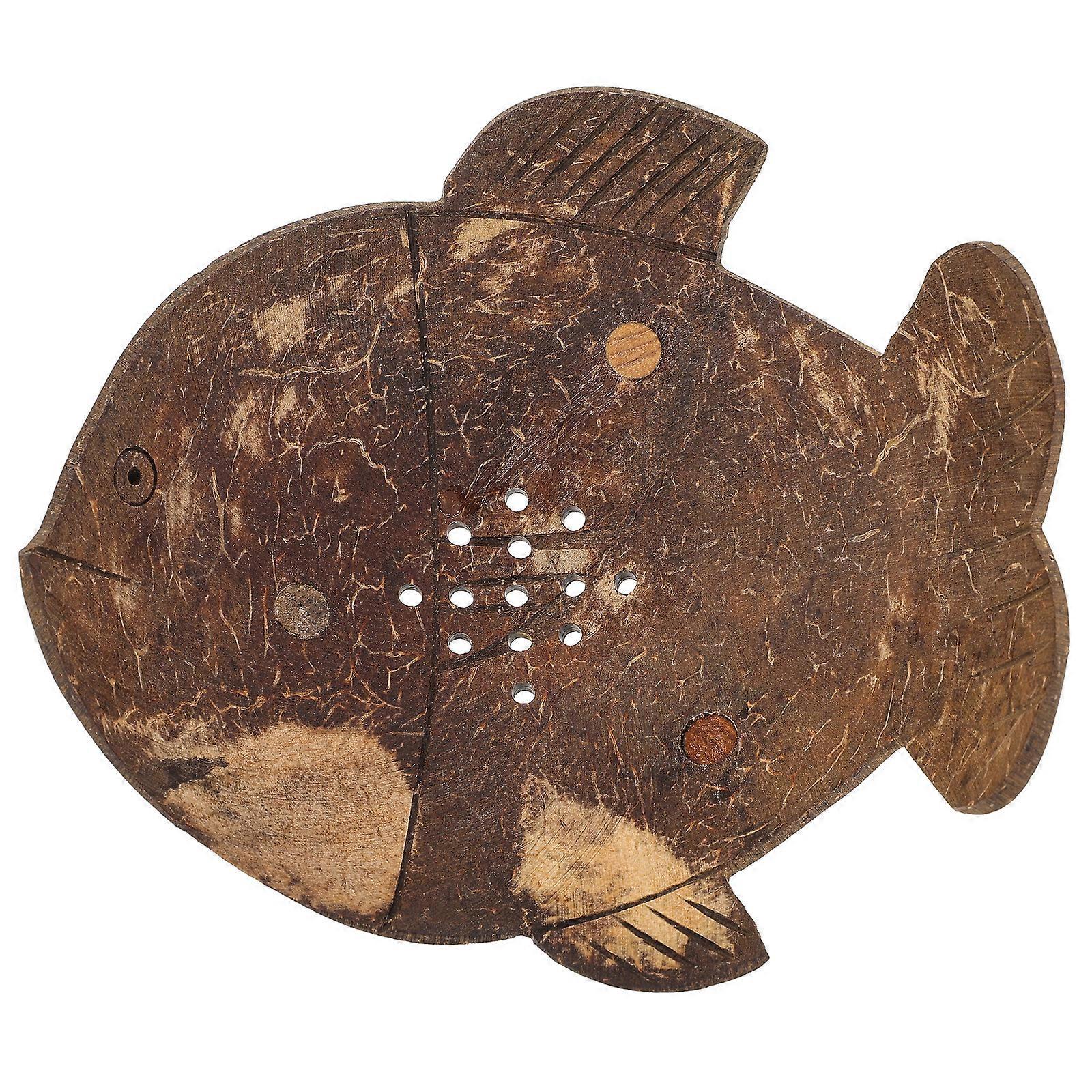 Seifenschale Aus Kokosnussschale, Seifenhalter, Duschablage, Shampoo-halter, Seifenbehälter (fischform)-13x12cm