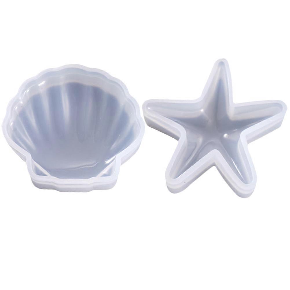 2 Stück Diy Silikonformen, Silikon-kunstformen, Seestern-muschelform, Teller-bastelformen-8.5x6x2cm-white
