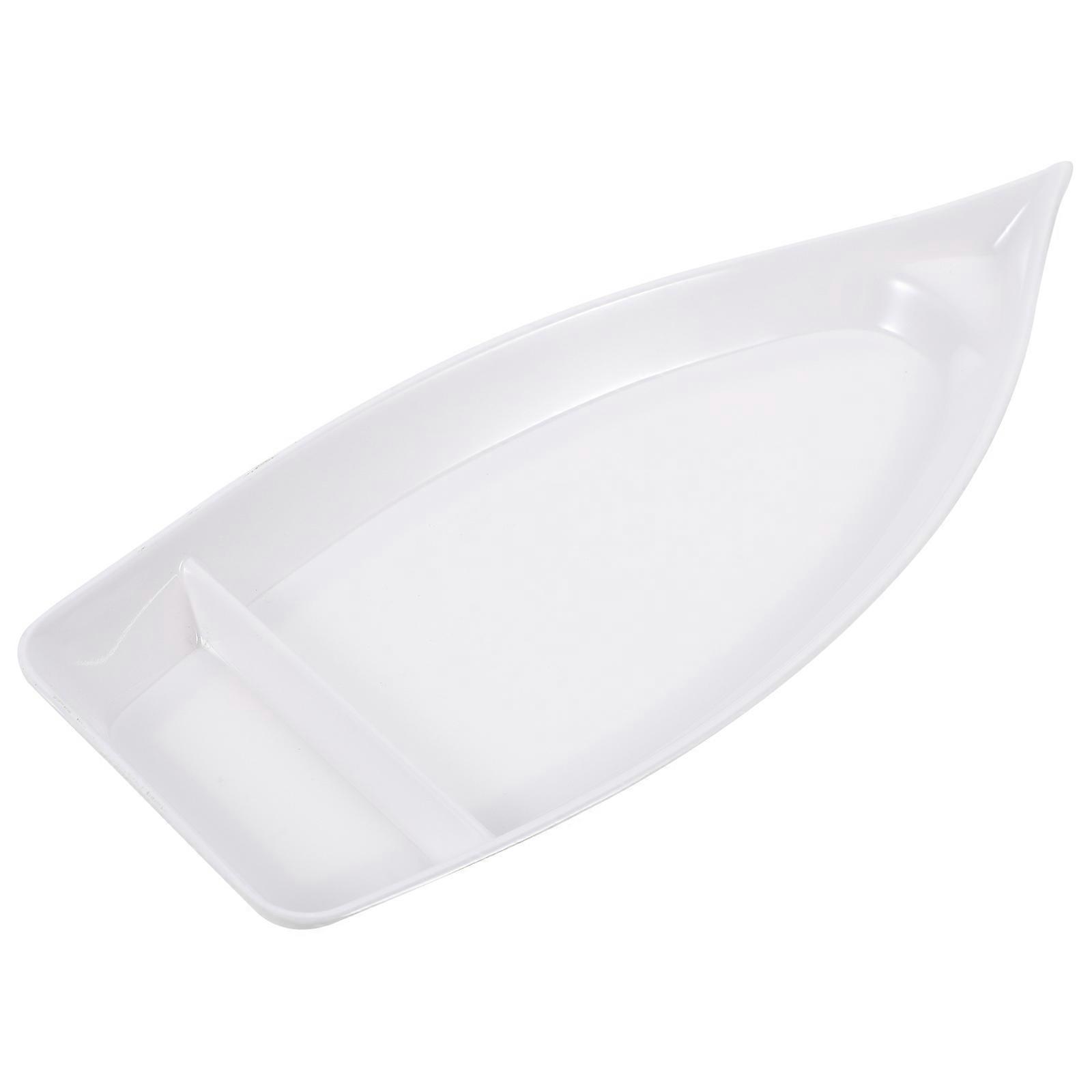 Bootsförmiger Teller, Snackschale, Sushi-serviertablett, Sushi-teller Im Japanischen Stil-26.00x11.80x2.70cm-white