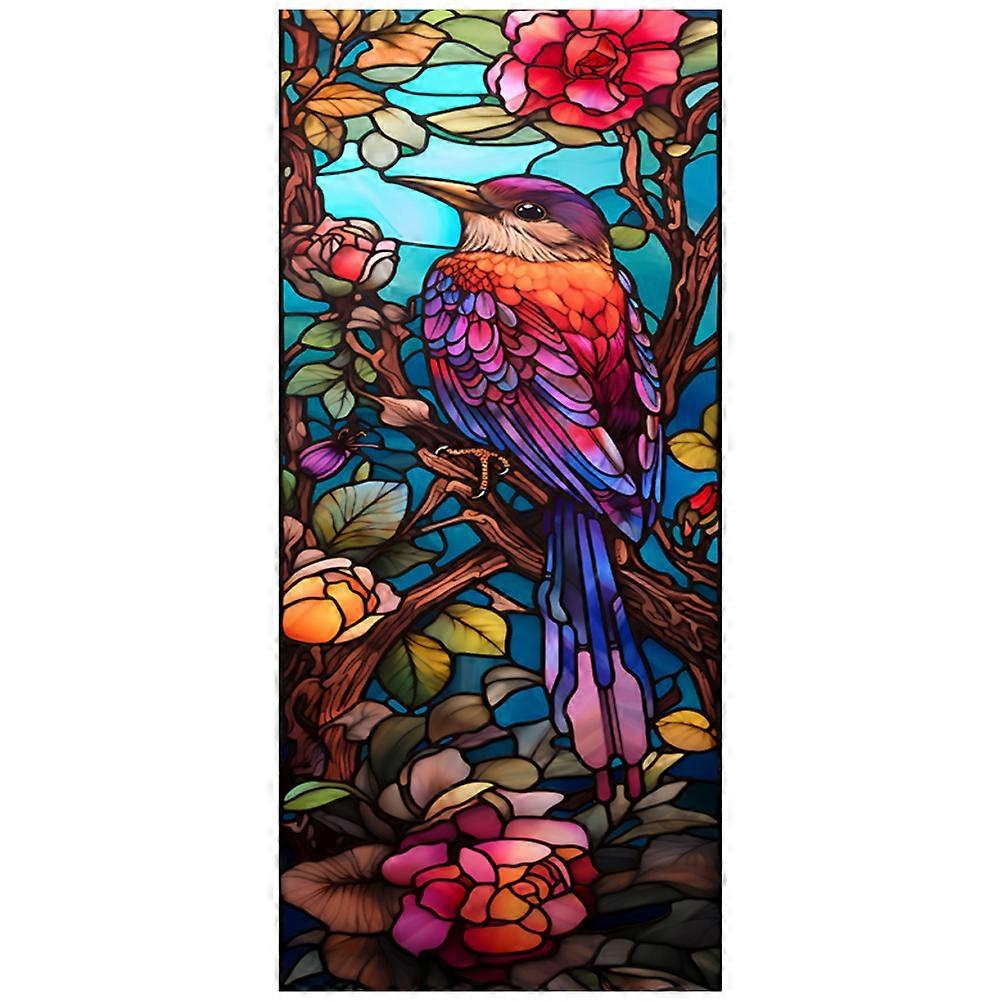 Sichtschutzfolie Mit Vogel- Und Blumenmotiv, Statisch Haftend, Für Badezimmer, Wohnzimmer Und Büro-100.00x45.00x0.10cm