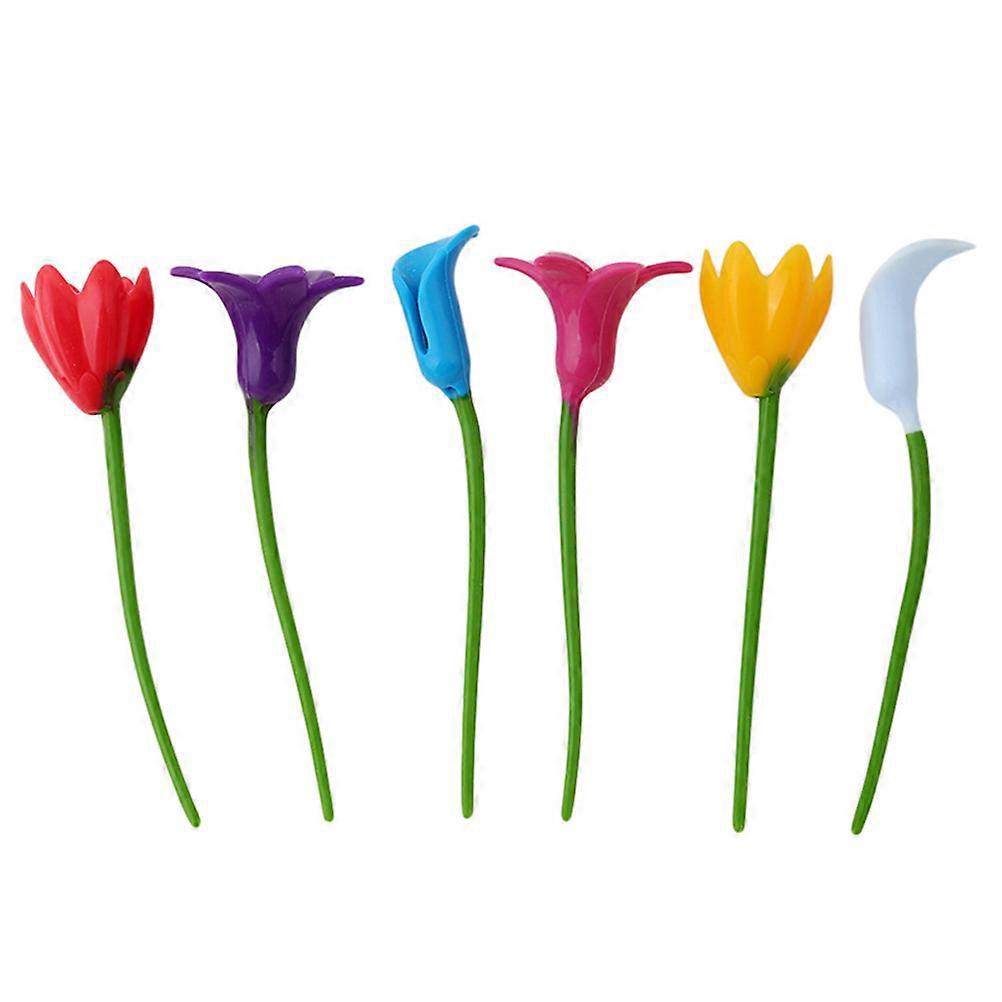 Stück Blumenförmige Weinglasanhänger Aus Silikon, Glasmarkierer, Partyzubehör-12x4x3cm-red Yellow Blue
