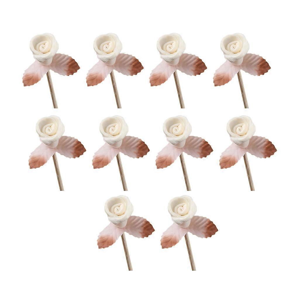 10 Stück Gerade Rattan-duftstäbchen Für Aroma-öl-diffusoren Mit Rosenblatt-dekor-m