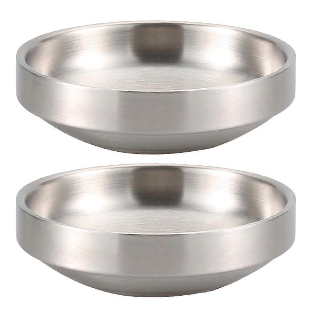2er-set Koreanische Kimchi-schalen Aus Edelstahl, Gewürzteller Für Die Heimische Küche-11.5x11.5x3.3cm-silver