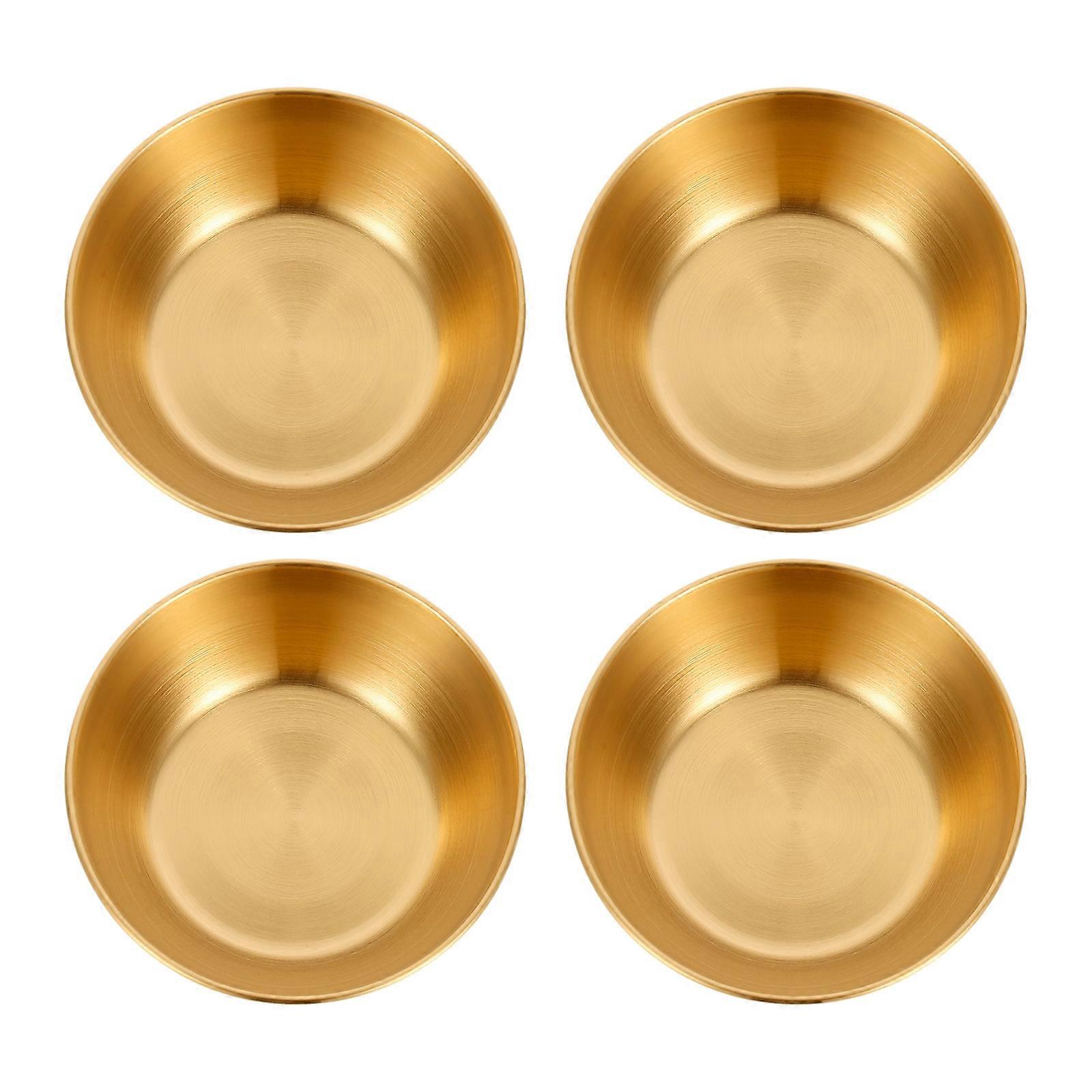 4-teiliges Serviertablett Aus Edelstahl Für Vorspeisen, Saucenschälchen Und Gewürzteller-8x8x2.5cm-golden