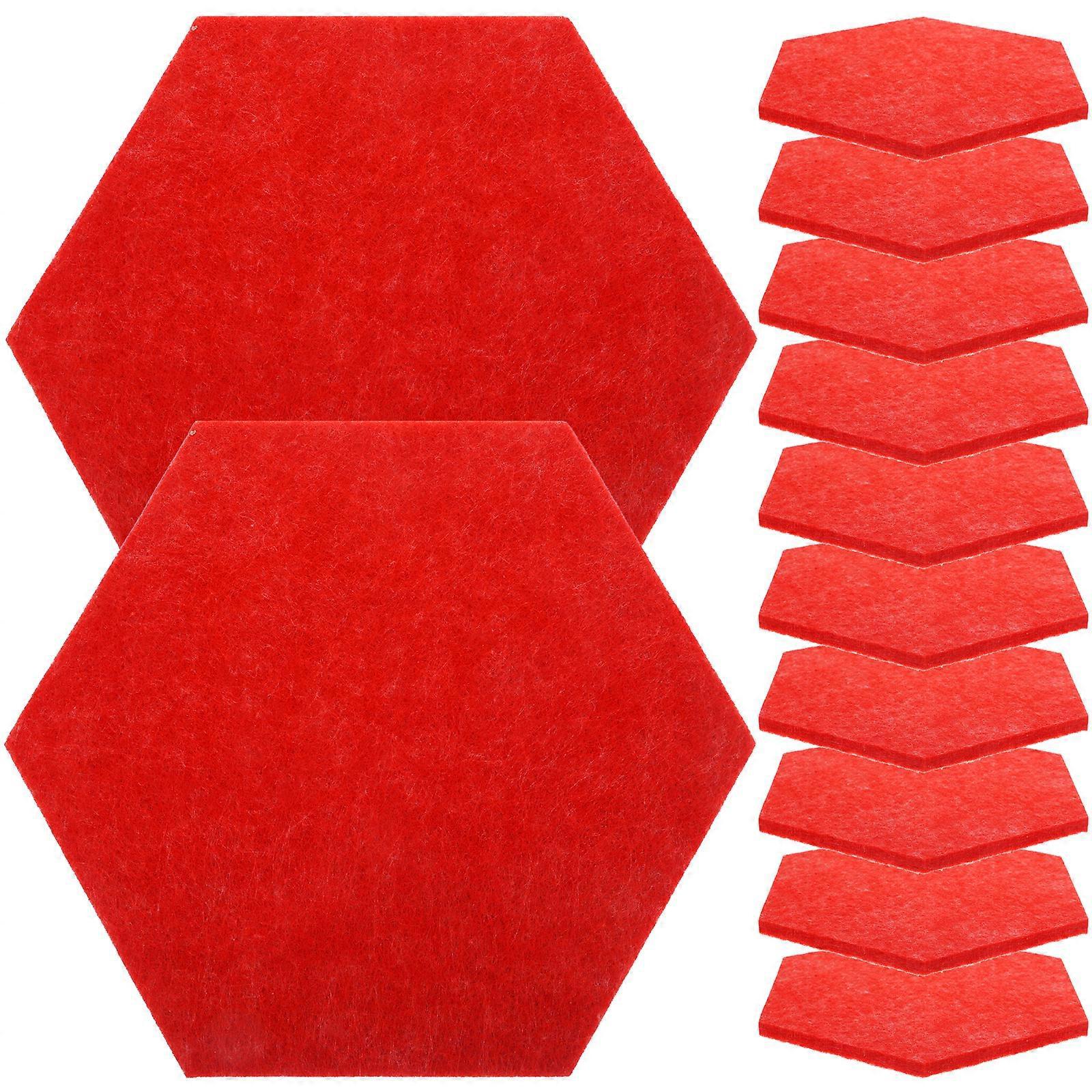 12 Stück Filz-pinnwände, Wandfilzmatten, Kreative Schalldämmende Filz-nachrichtentafeln-20.00x17.50x0.80cm-red