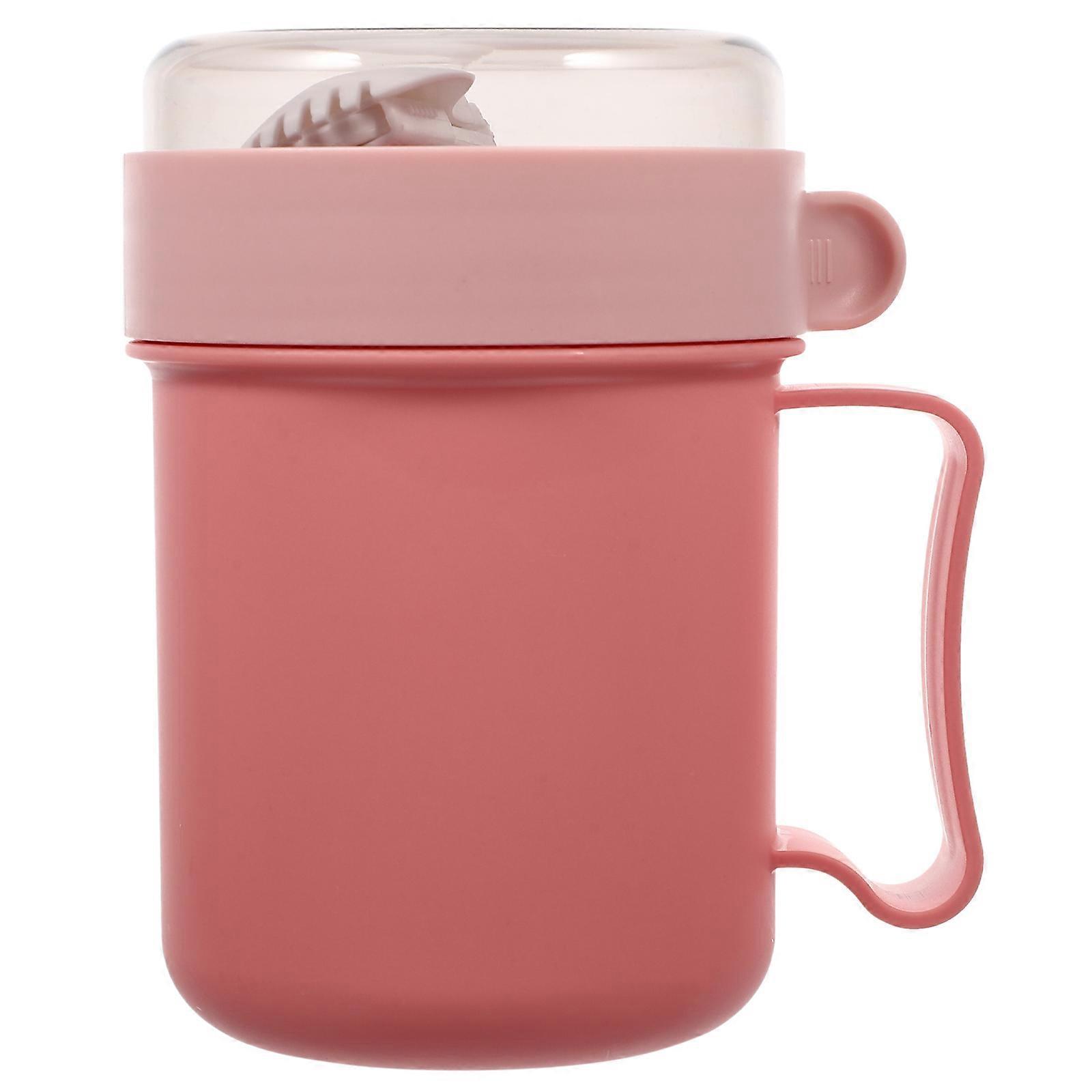 1 Set Frühstücksbecher Mit Löffel, Auslaufsicherer Haferflockenbehälter, Tragbarer Suppenbecher, Frühstücksbehälter-14.00x11.00x9.00cm-pink