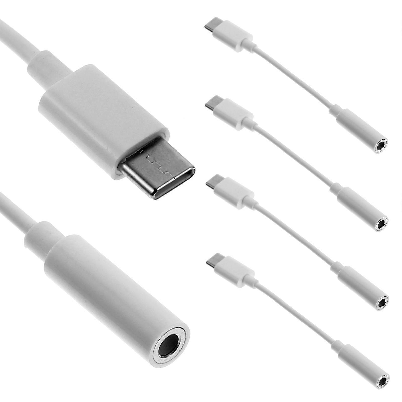 4 Stück Usb-c-auf-3,5-mm-adapter, Kopfhöreranschluss-adapter, Typ-c-auf-3,5-mm-kopfhörer-konverter-11x0..8cm-white