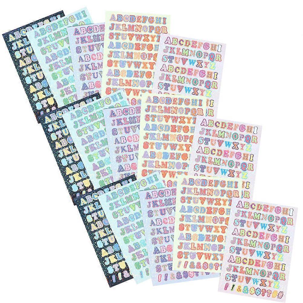 15 Blatt Alphabet-aufkleber, Buchstabenaufkleber, Selbstklebende Buchstabenaufkleber, Scrapbooking-aufkleber-0.1x10x14cm