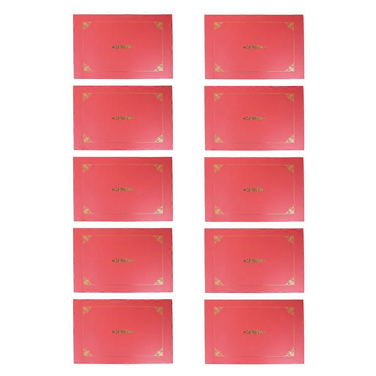 10 Stück Klassische Retro-ehrenurkunden-doppellinien-goldumschläge Vertragsdokumentenmappe (lila-rot)-30.8x21.8cm