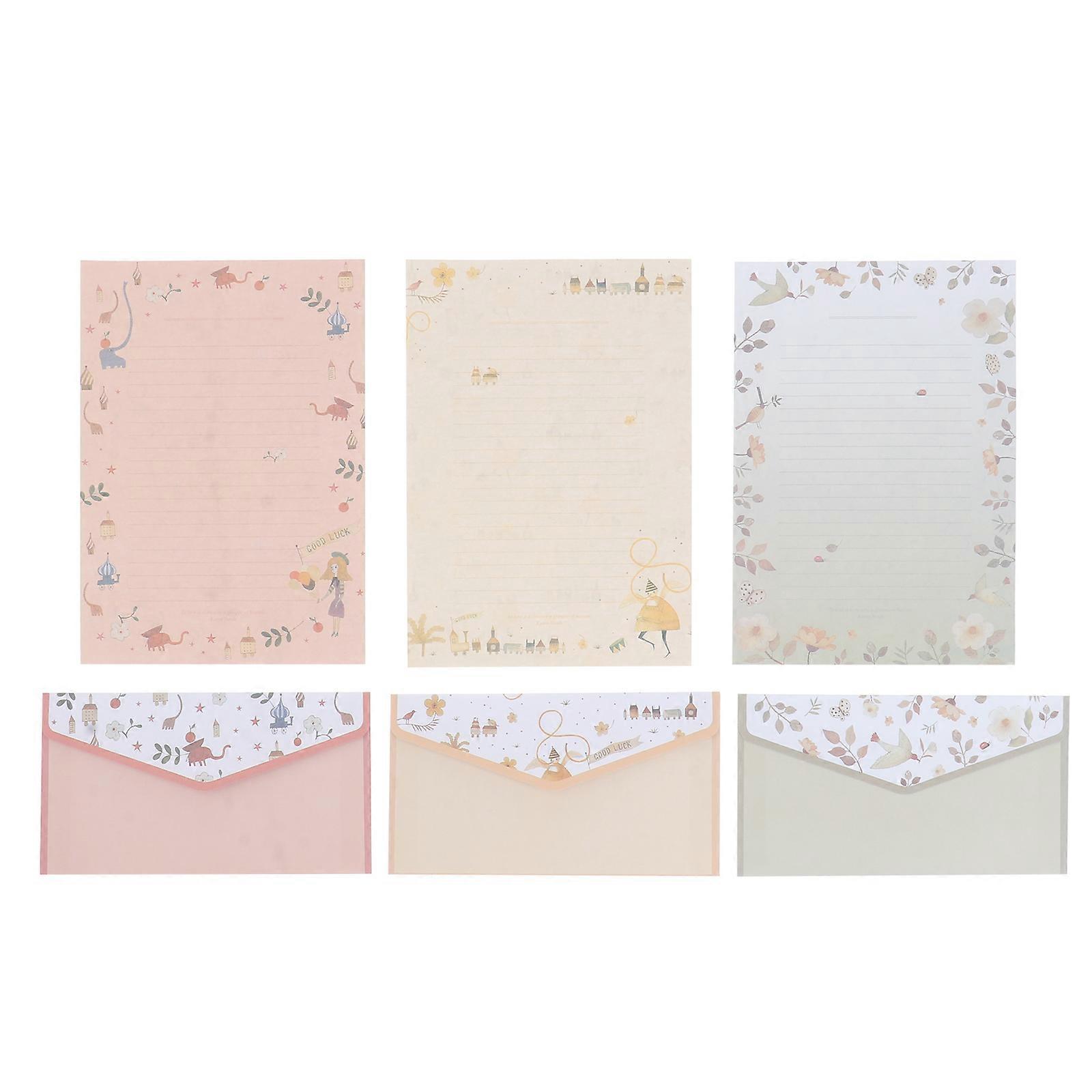5-teiliges Set Mit Briefumschlägen Und Briefpapier Mit Blumenmuster, Hübsches Schreibset Für Die Schule (farbmix)-20.8x14.1 Cm