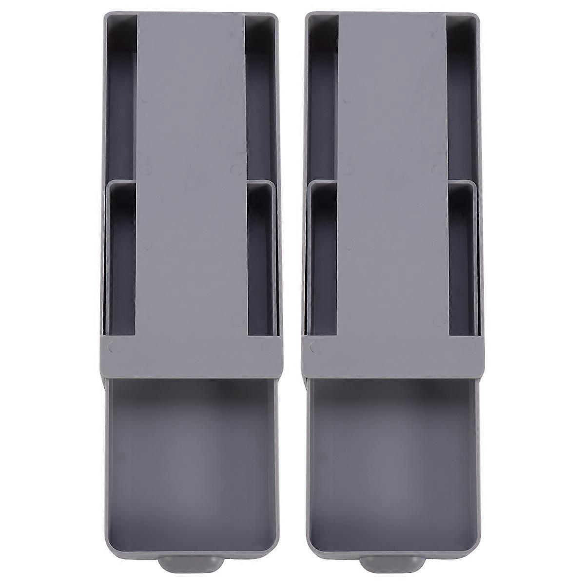 Set (2 Stück) Kreative Aufbewahrungsschublade, Selbstklebend, Versteckter Organizer-20x9x4cm-black