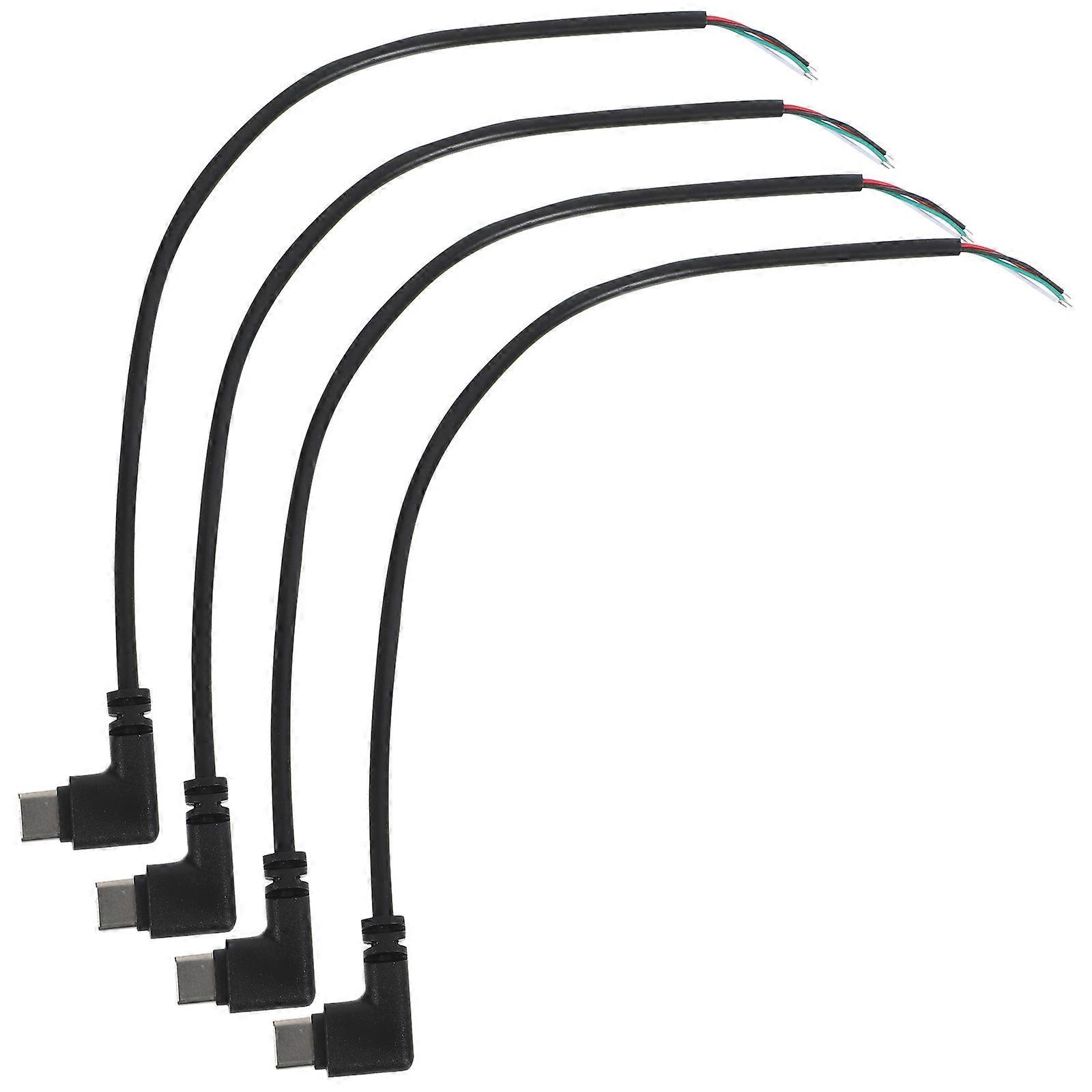 Stück Kurzes, Rechtwinkliges Usb-kabel Typ C Auf 4-poligen Stecker Mit Blanken Enden (90°-winkel).-24.50x2.30x0.30cm-black