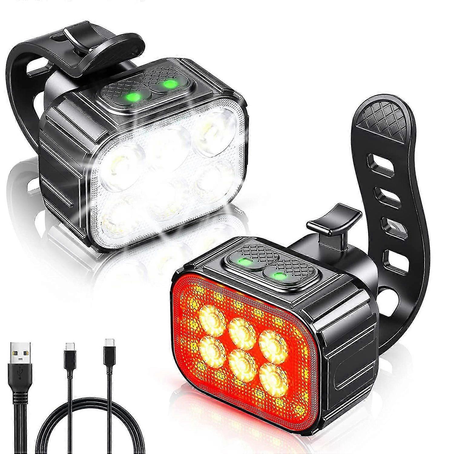 Fahrradbeleuchtungsset, Superhell, Wiederaufladbare Led-fahrradleuchte Per Usb, Fahrradbeleuchtung Für Nachtfahrten, Vorder- Und Rücklicht