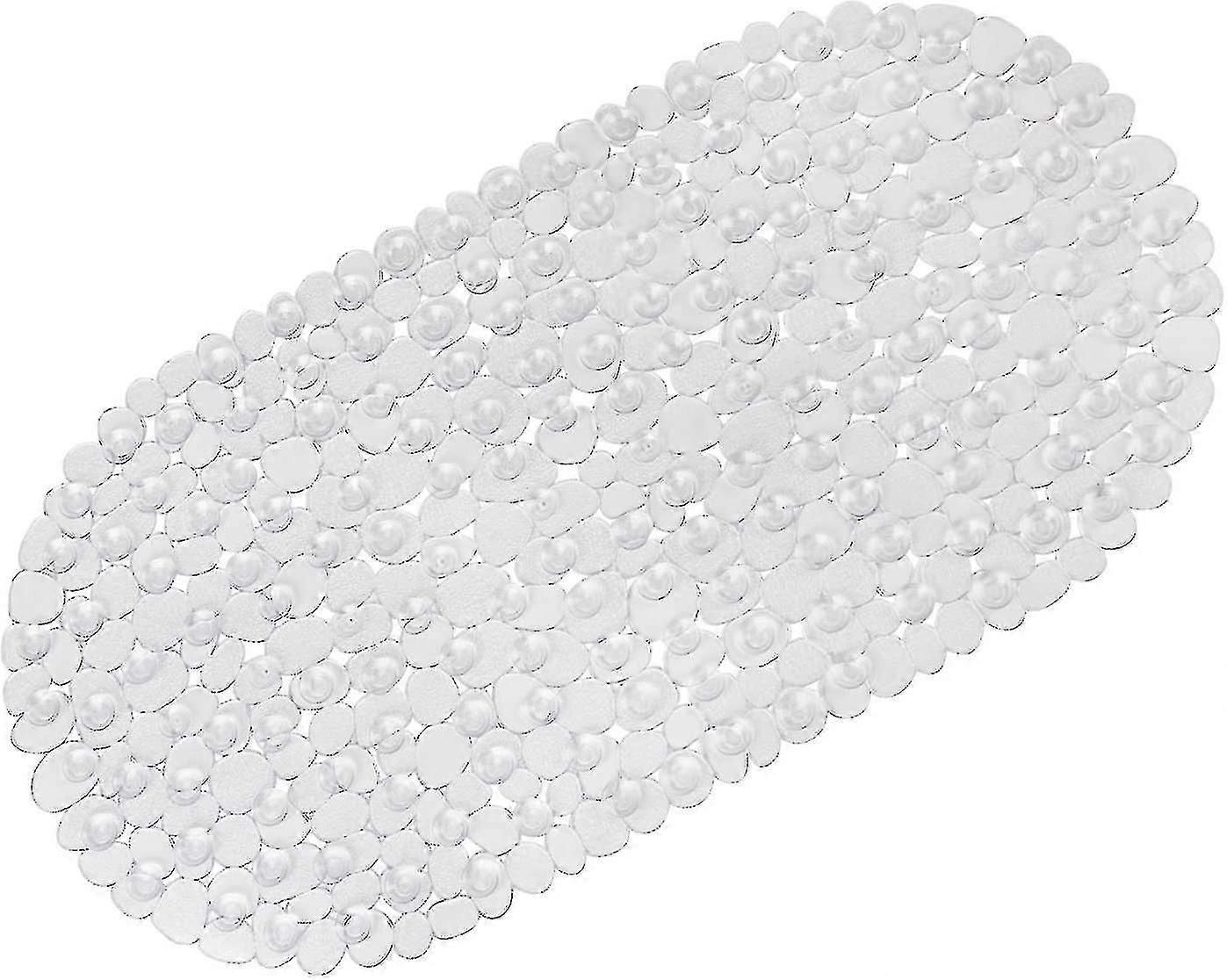 Rutschfeste Badematte Fürs Badezimmer, Flexible Pvc-badewannenmatte In Kieselsteinoptik, Schimmelresistente, Rutschfeste Ovale Duschmatte Aus Kunststoff Mit Saugnäpfen Und Abfluss.