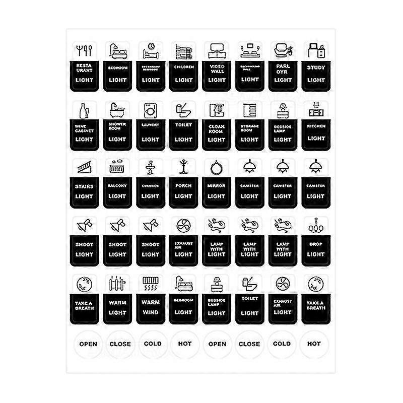 1 Blatt Geräte-symbol-logos, Englischer Druck, Selbstklebend, Hohe Haftung, Klare Symbole, Abnehmbar, Zur Unterscheidung Von Tasten, Badezimmer, Keine Markierung Links, Druckknopf I-black