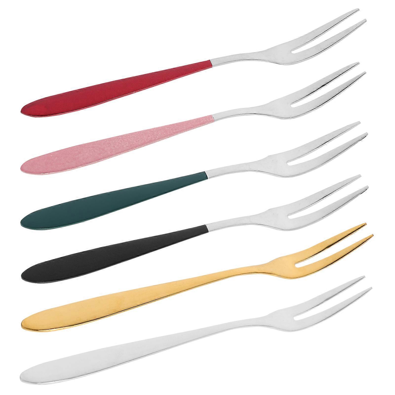 6-teiliges Obstgabeln-set Aus Edelstahl: Kuchengabeln, Exquisite Salatgabeln, Gabeln Für Den Hausgebrauch-13.00x1.00x0.10cm