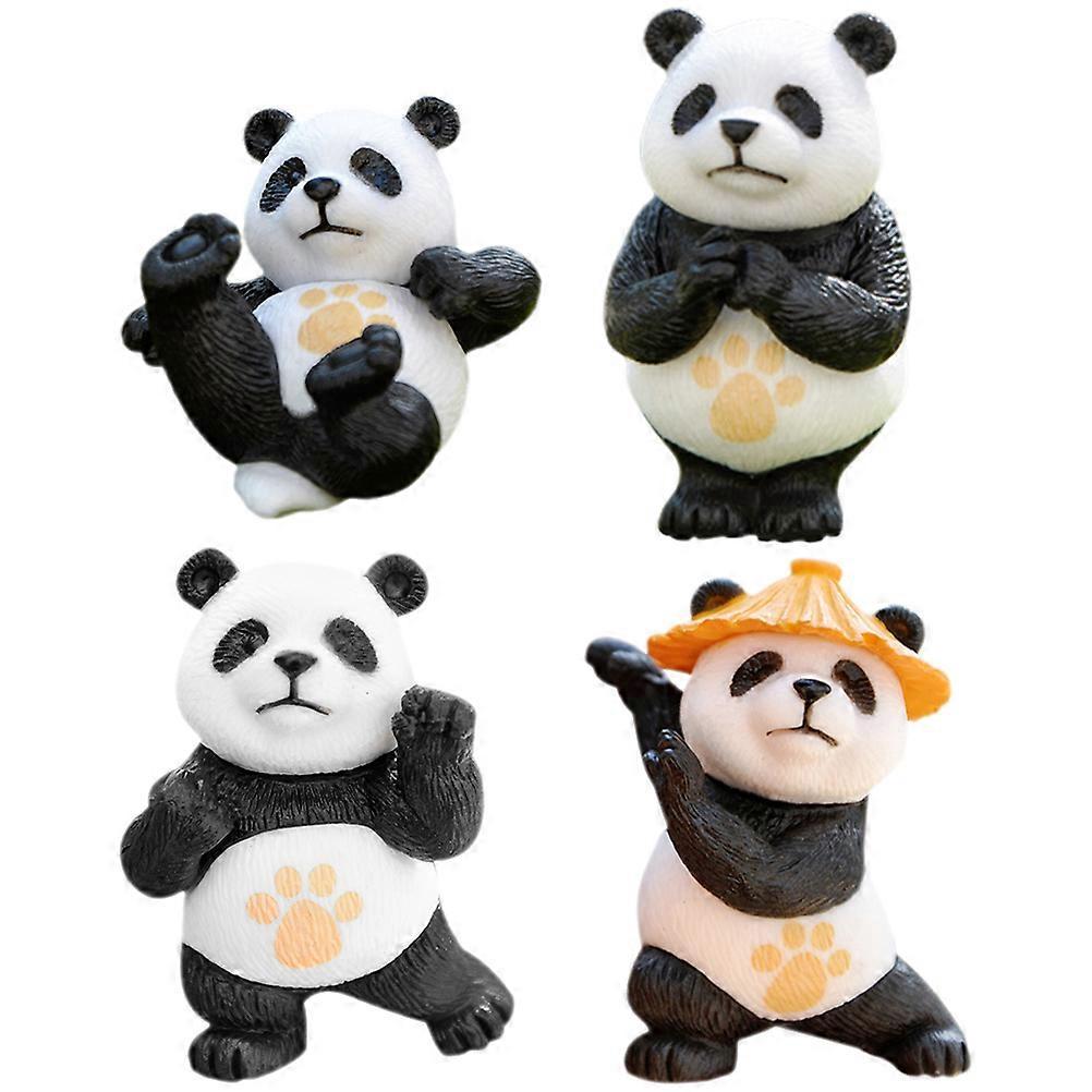 4er-set Cartoon-panda-statuen, Dekoration Für Den Schreibtisch, Miniatur-panda-ornament, Panda-kuchendekoration-4.80x2.50x2.00cm