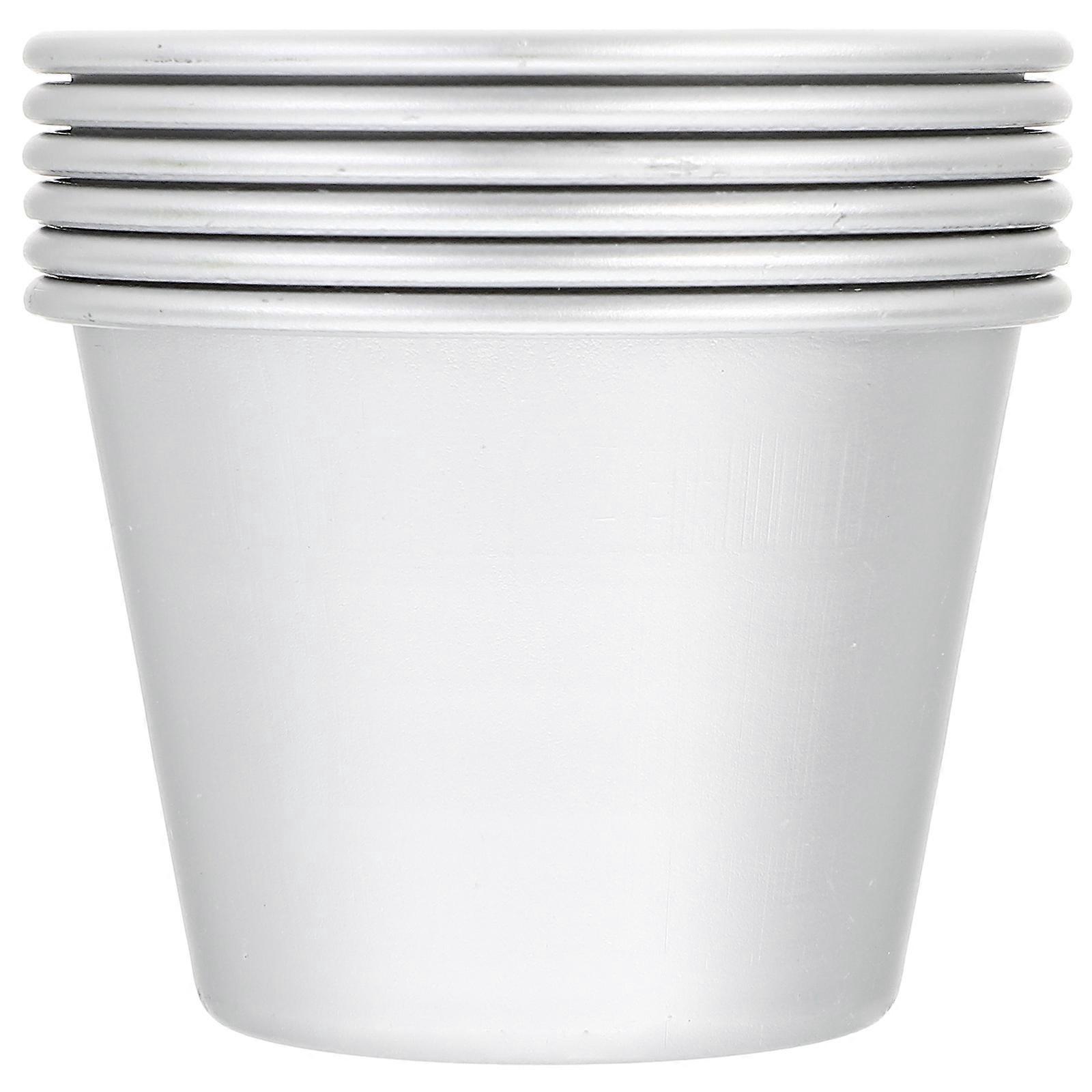 6-teiliges Set Eierkuchen-, Pudding-, Cupcake- Und Muffinförmchen Aus Aluminiumlegierung, Antihaftbeschichtet-6x6x4.5cm-silver