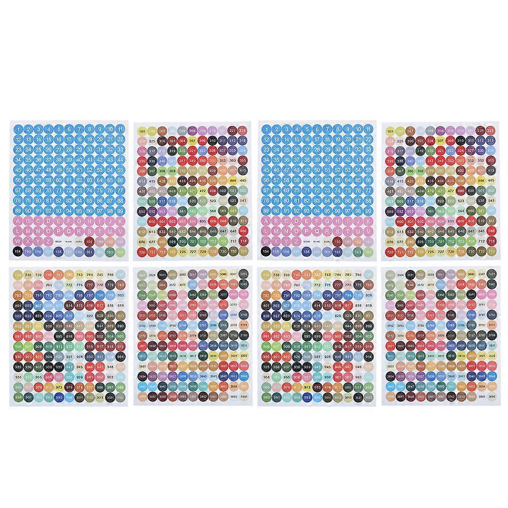 8 Bögen Kreuzstich-etiketten, Stickzahlenaufkleber, Kreuzstich-abziehbilder-19.5x16.5cm