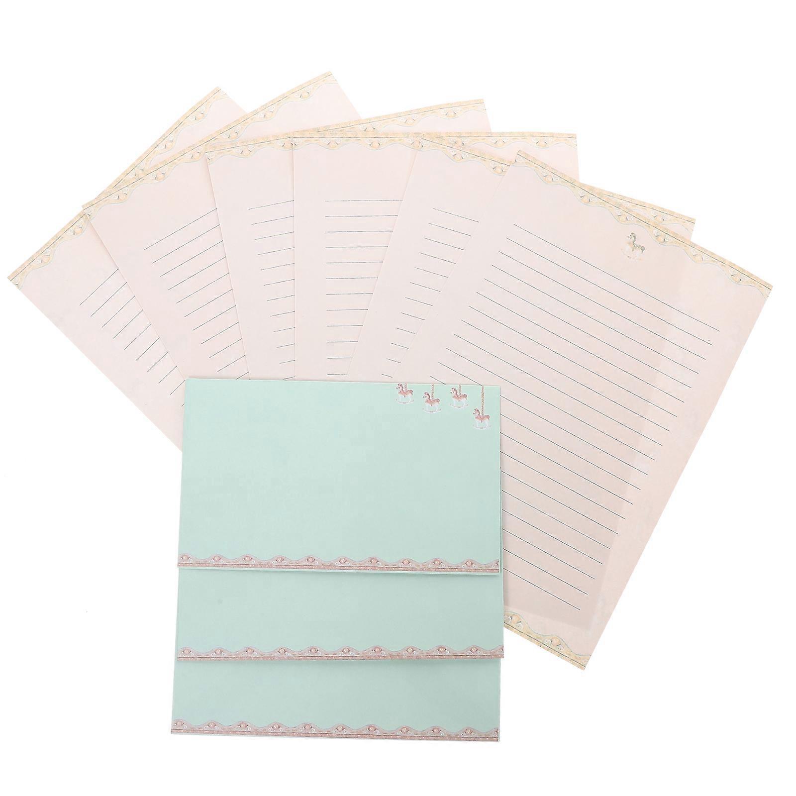 5 Sets Dekoratives Briefpapier, Briefumschlag-set, Grußkartenpapier-set, A5-schreibpapier-briefumschlag-set-21.00x14.30x0.01cm