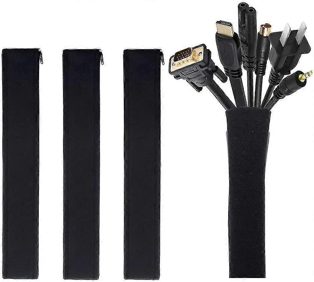 4er-pack Kabelmanagement-schutzhüllen, 50 X 11 Cm, Kabelorganisator Mit Reißverschluss Für Tv, Computer, Büro Und Heimkino, Flexible Kabelschutzhülle