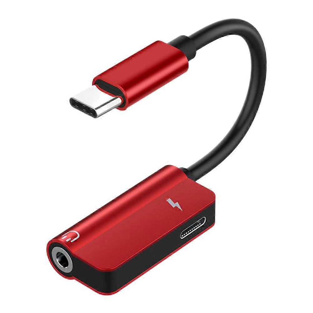 Usb-c Auf 3,5-mm-adapter 2-in-1 Kopfhörer-profi-adapter-konverter-12.30x2.00x0.70cm-red