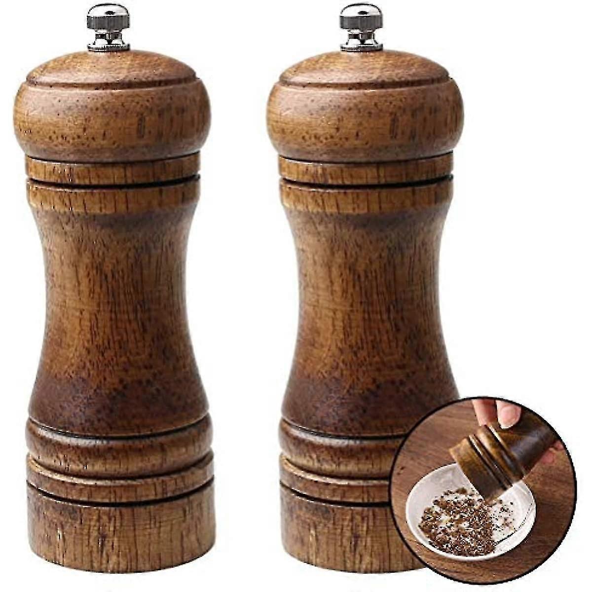 X 5-zoll-pfeffer- Und Salzmühle, Verstellbare Pfeffermühle Aus Holz, Gewürzmühle Für Den Professionellen Und Privaten Küchengebrauch