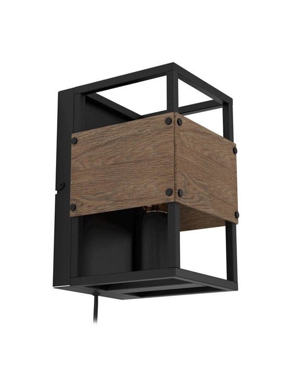 EGLO EVESHAM WALL E27 SCHWARZES HOLZ