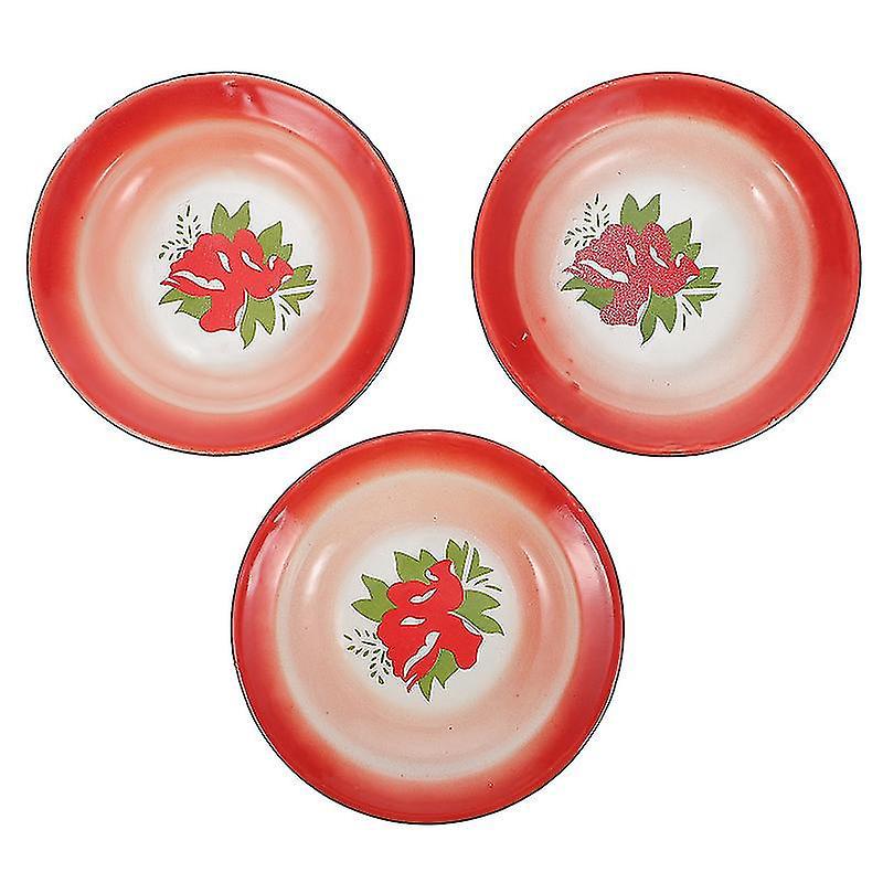 3-teiliges Set Vintage-emailleteller