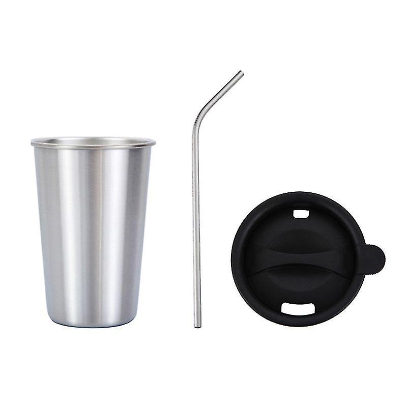 1 Edelstahlbecher Mit Strohhalm