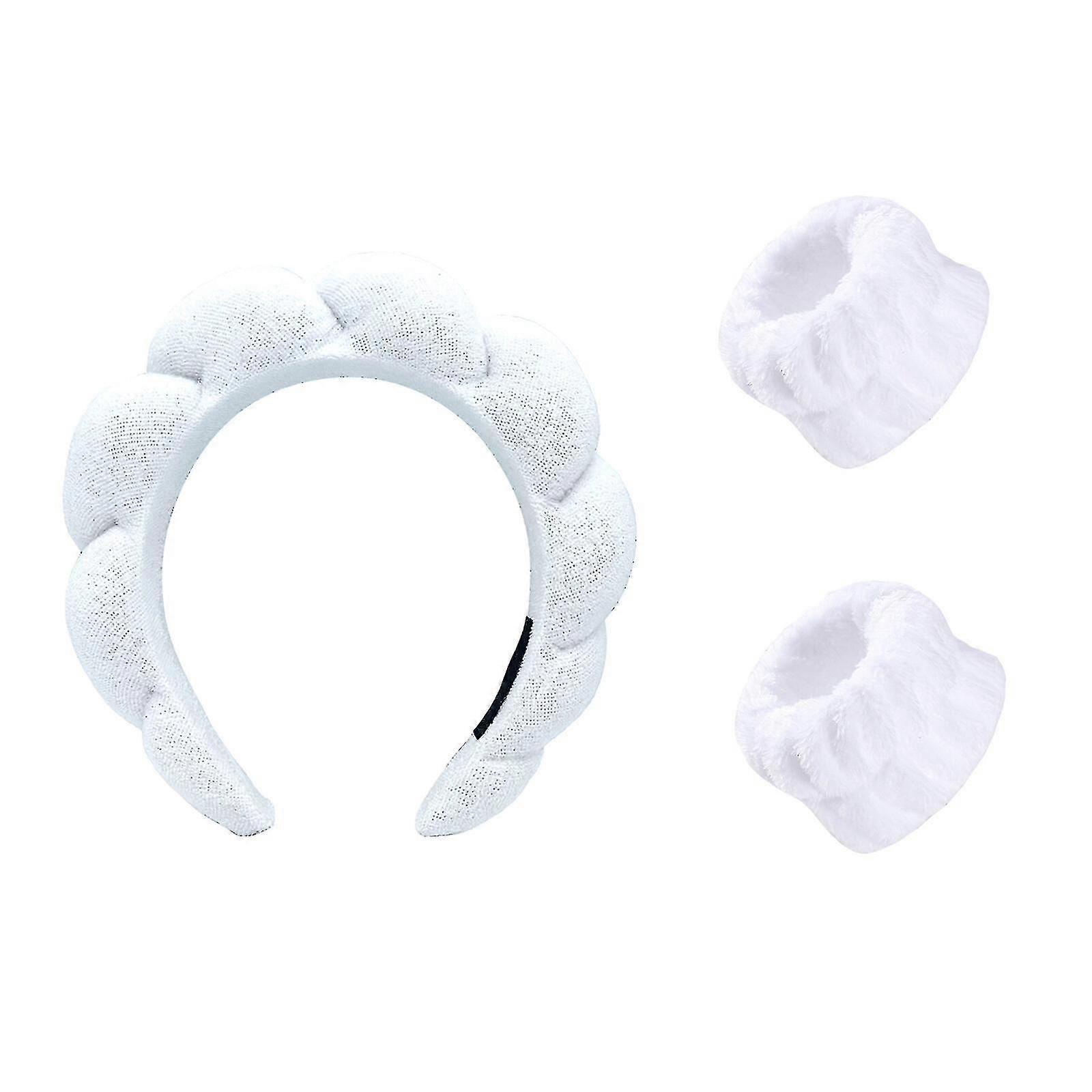 Schwamm-spa-stirnband Zum Waschen, Abschminken Und Für Die Hautpflege Unter Der Dusche – Weiches Und Saugfähiges Material-white