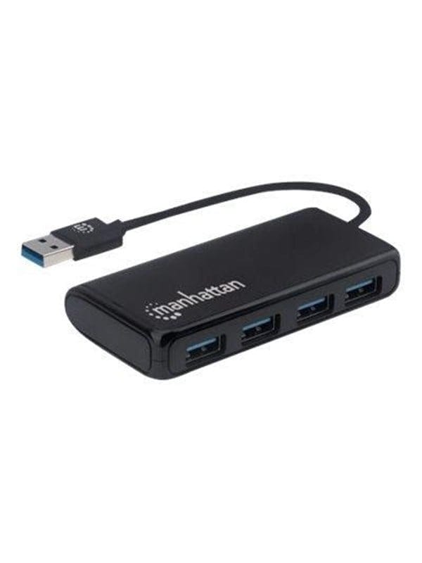 IC INTRACOM Manhattan USB-A 4-Port Hub 4x USB-A Ports 5 Gbps (USB 3.2 Gen1 aka USB 3.0) Bus Power SuperSpeed USB Black Three Year Warranty Box USB-Hubs - 4 - Schwarz